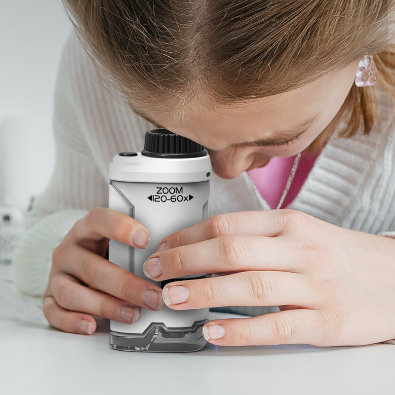 Microscope de poche 60–120× – explore la nature partout, idéal pour enfants curieux (6–12 ans)