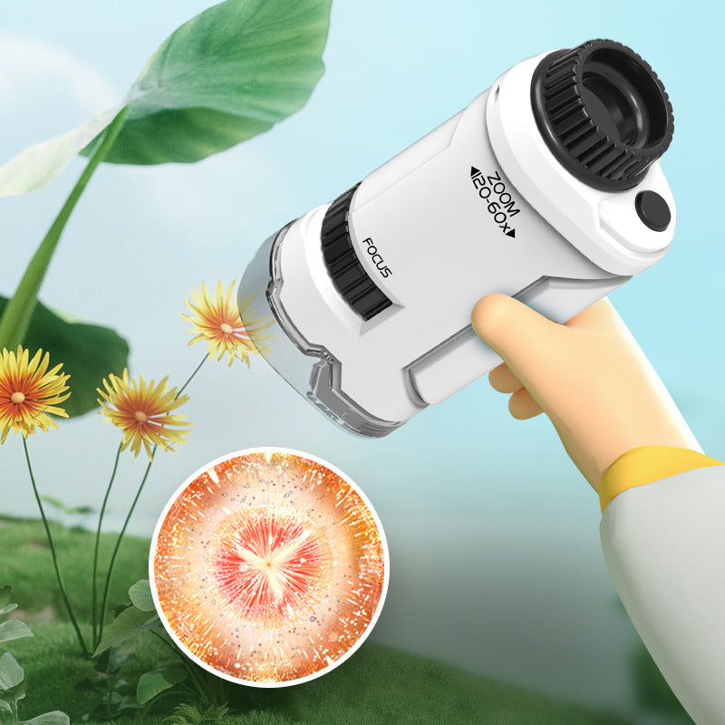 Microscope de poche 60–120× – explore la nature partout, idéal pour enfants curieux (6–12 ans)